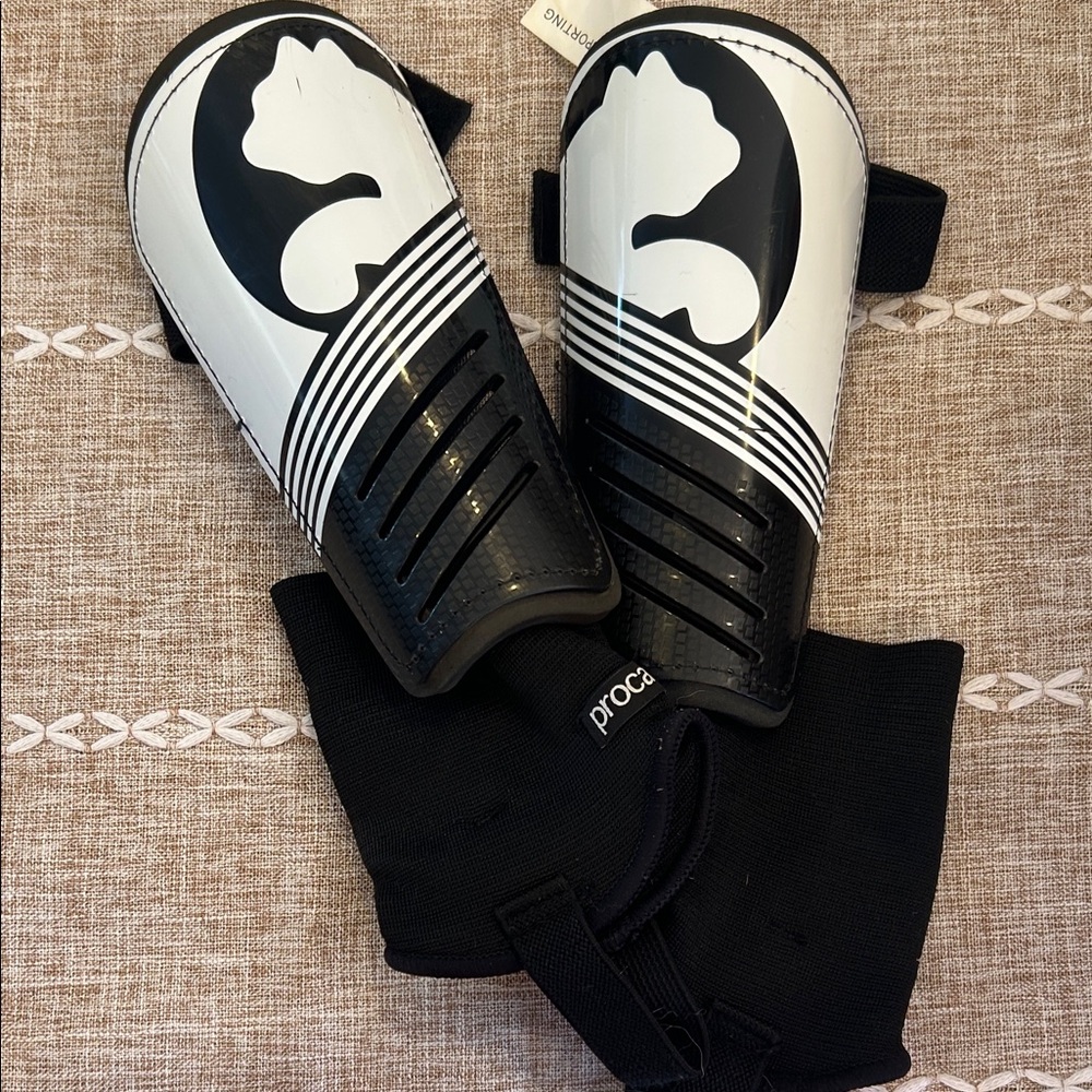 Kids Puma Black and White Shin Guards
